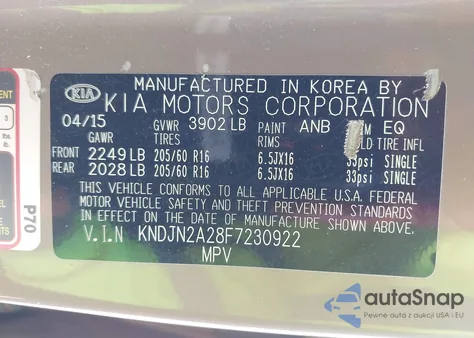2015 Kia Soul from USA, damaged, VIN KNDJN2A28F7230922